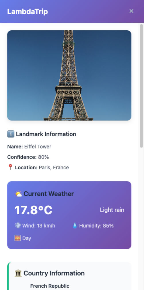 LambdaTrip Extension Demo